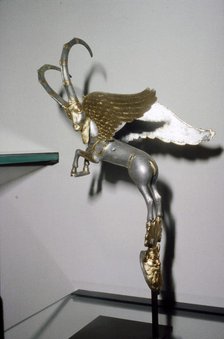 Mesopotamian Silver and Gold winged goat, Achaemenid, 4th century BC Artist: Unknown.
