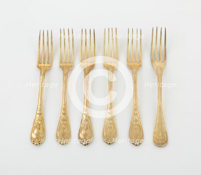 Set of Dessert Forks (10), Paris, 1789/1820. Creators: Martin-Guillaume Biennais, Pierre-Benoît Lorillon, François-Dominique Naudin.