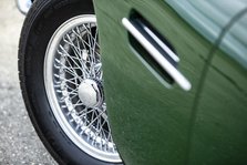 Spoked wheel of a 1961 Aston Martin DB4 GT previously owned by Donald Campbell. Creator: Unknown.
