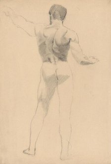 Male nude from behind, 1880-1904. Creator: Janos Fadrusz.