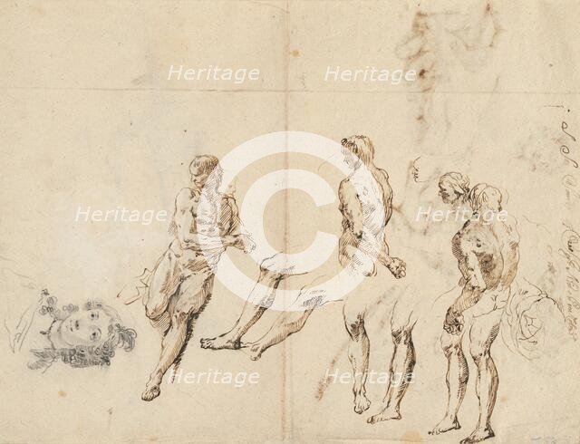 Head of a Woman and Studies of a Male Nude [verso]. Creator: Francesco Fontebasso.