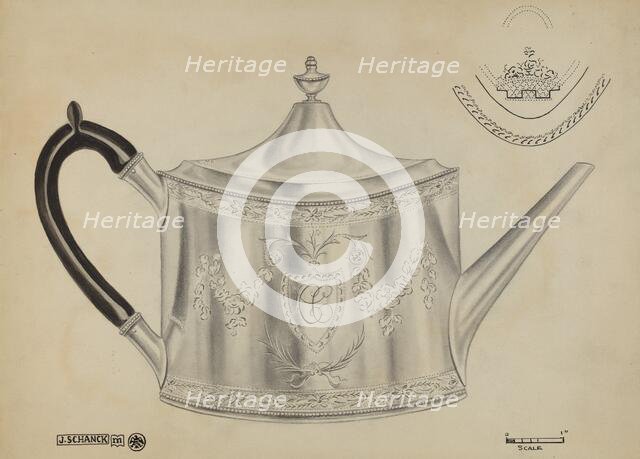Silver Teapot, c. 1936. Creator: Clayton Braun.