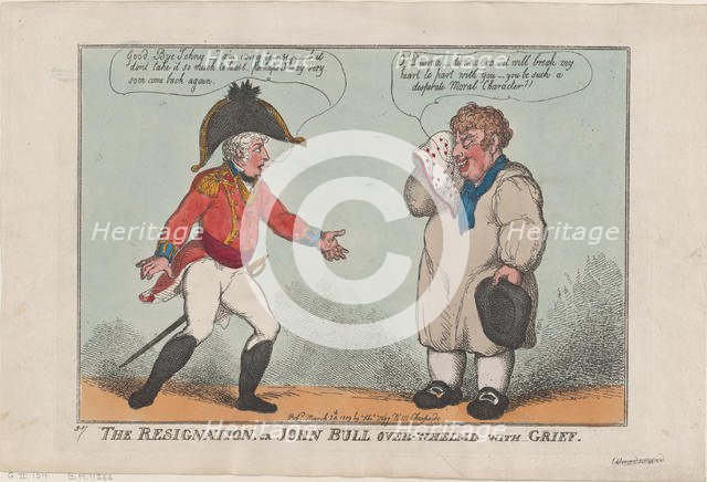 The Resignation, or John Bull Over-Whelmed with Grief, March 24, 1809., March 24, 1809. Creator: Thomas Rowlandson.