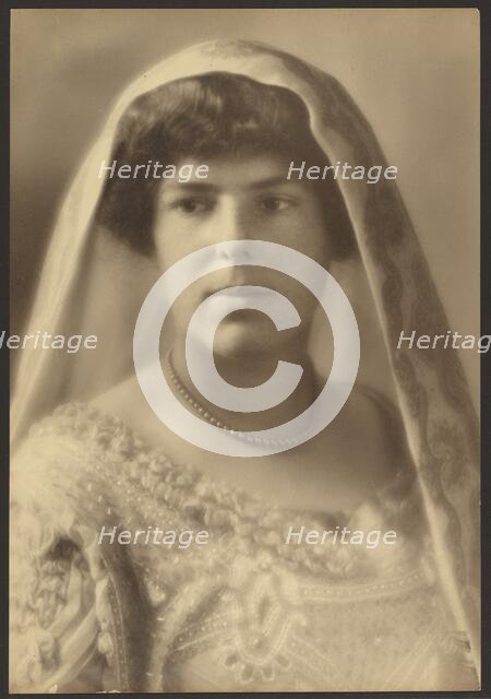 Portrait of a Bride with Beaded Dress, 1907-1943. Creator: Louis Fleckenstein.