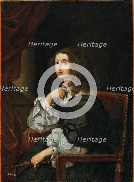 Portrait of Queen Christina of Sweden (1626-1689) with scepter. Creator: Bourdon, Sébastien (1616-1671).