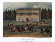 'Goodwood Grand Stand, Preparing to Start', 1836. Creator: Richard Gilson Reeve.