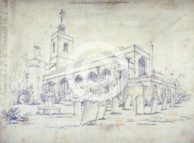 All Hallows-by-the-Tower Church, London, 1803. Artist: C John M Whichelo