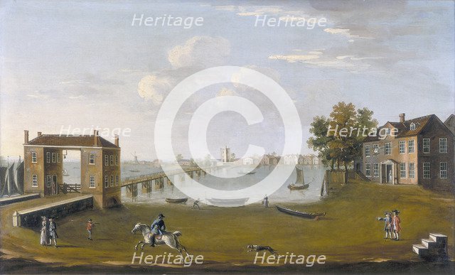 'Putney Bridge and Village from Fulham', c1750. Artist: Unknown