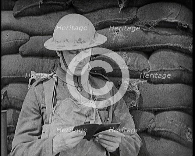 Scene from the Short Silent Feature Film 'Poppies of Flanders'. Male Actors..., 1920s. Creator: British Pathe Ltd.