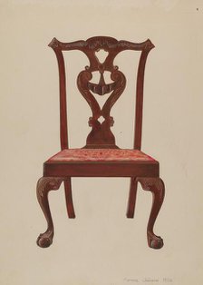 Chippendale Mahogany Side Chair, 1936. Creator: Arthur Johnson.