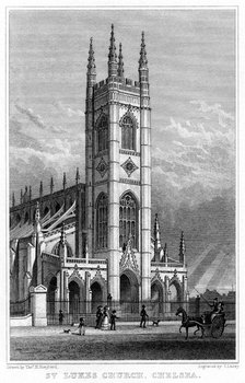 St Luke's Church, Chelsea, London, 1828.Artist: S Lacey