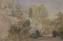 Sketch of the Terrace in Garden of Powis Castle, 1845. Creator: David Cox the Elder.