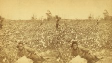 Plantation Scene. Picking cotton. [Woman resting in the field], (1868-1900?). Creator: O. Pierre Havens.