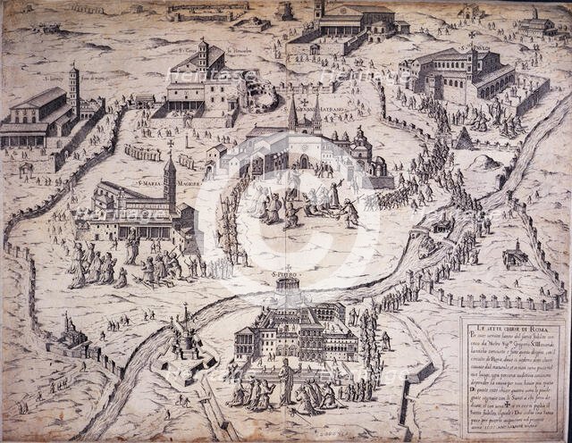 Pictorial map of Rome, 1575, (1890s). Creator: Unknown.