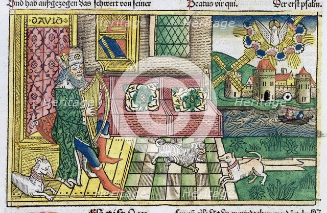 King David playing the lyre. Artist: Unknown