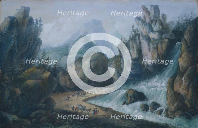 Torrent and Waterfall in the Alps, 1792. Creator: Louis Bélanger (French, 1756-1816).