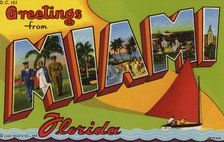 'Greetings from Miami, Florida', postcard, 1942. Artist: Unknown