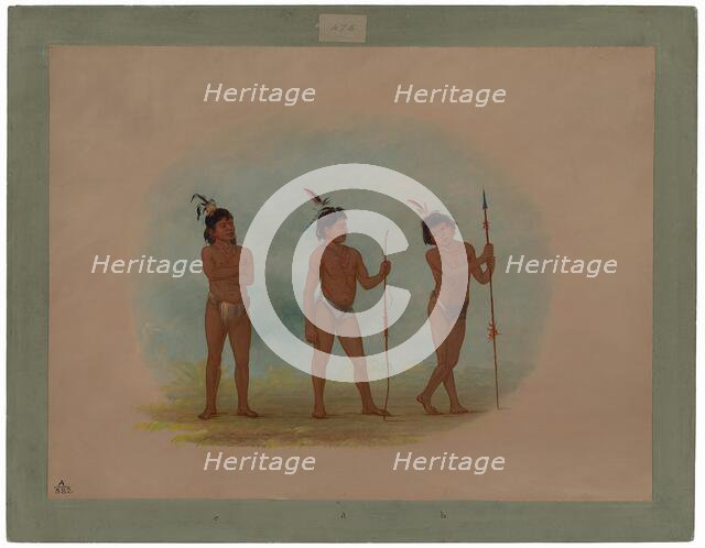 Three Auca Children, 1854/1869. Creator: George Catlin.