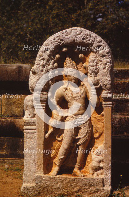 Naga King on a Guardstone at entrance to Ratanapasada, Anuradhapura, 8-9th century. (20th century). Artist: Unknown.