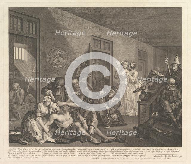 A Rake's Progress, Plate 8, [June 25, 1735] reissued 1763. Creator: William Hogarth.