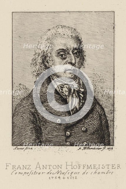 Portrait of the composer Franz Anton Hoffmeister (1754-1812). Creator: Hillemacher, Frédéric Désiré (1811-1886).