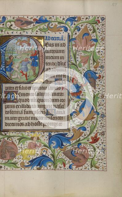 Initial D: The Annunciation to the Shepherds; Book of Hours, about 1450-1455. Creator: Master of the Lee Hours.