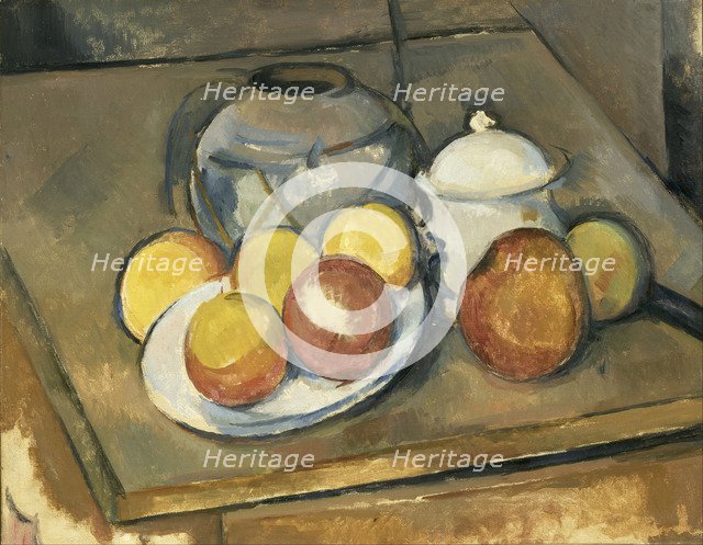Vase, Sugar Bowl and Apples. Artist: Cézanne, Paul (1839-1906)