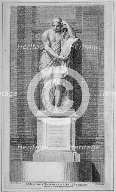 Dr Johnson's monument, by John Bacon, in St Paul's Cathedral, City of London, 1796. Artist: James Basire I