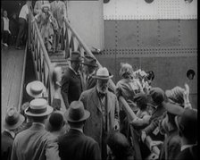 Mary Pickford Walking Down the Gangplank to Disembark from an Ocean Liner in the United Kingdom,1920 Creator: British Pathe Ltd.