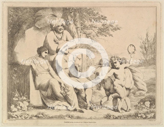 Three Putti Dancing to a Piper, March 1, 1780. Creator: Charles Reuben Ryley.