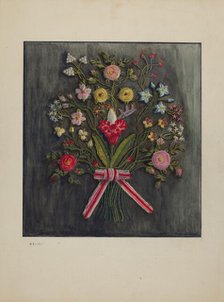 Crewel Wreath, c. 1941. Creator: Genevieve Jordan.