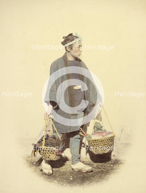 Japanese Cook, Returning from Market, 1866-1867. Creator: Felice Beato.