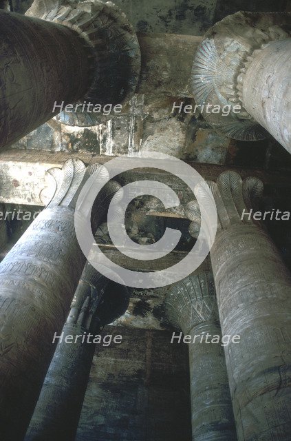 Capitals in the Hypostyle Hall, Temple of Horus, Edfu, Egypt, Ptolemaic Period, c251BC-c246BC. Artist: Unknown