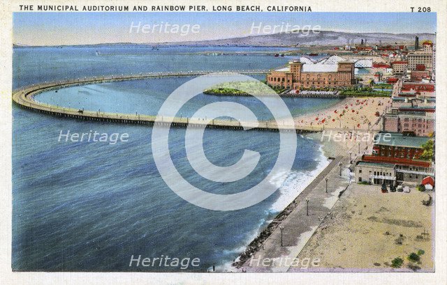 The Municipal Auditorium and Rainbow Pier, Long Beach, California, USA. Artist: Unknown