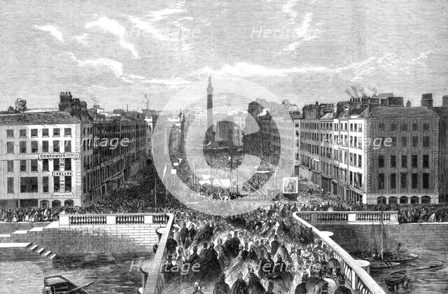 Laying the foundation-stone of the O'Connell Monument in Sackville-street, Dublin, 1864. Creator: Unknown.