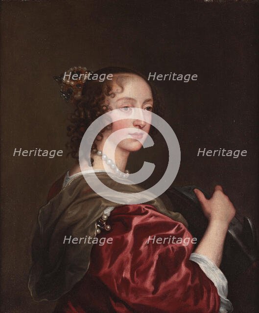 Portrait of Queen Henrietta Maria of France (1609-1669) as Saint Catherine, ca 1632. Creator: Dyck, Sir Anthony van (1599-1641).