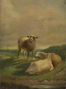 Landscape with Sheep, c1880-1910. Creator: Charles Eugene Remy Maes.