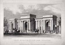 View of Hyde Park Corner, London, 1828.                                                       Artist: W Wallis