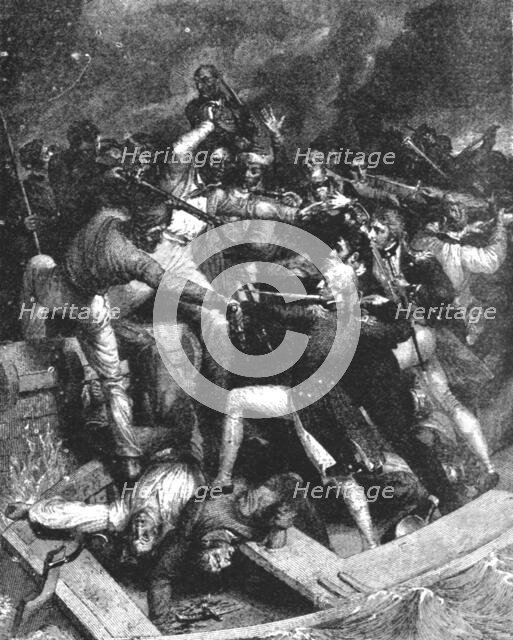 'Nelson's Conflict with a Spanish Launch, July 3, 1797 at the Blockade of Cadiz...', 1891. Creator: Richard Westall.