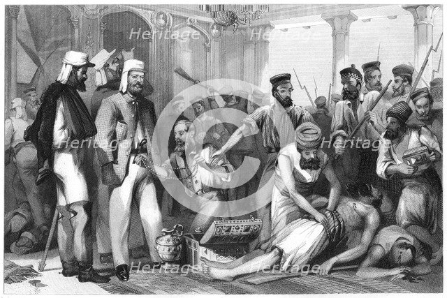'The Times correspondent looking on at the sacking of the Kaiser Bagh', 1858, (c1860). Artist: Unknown