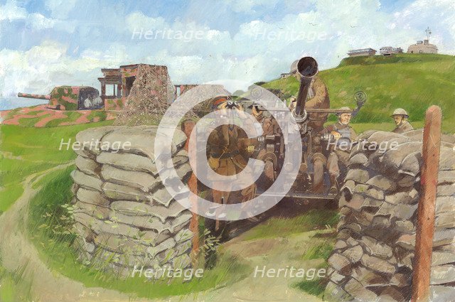 Bofors gun, Pendennis Castle, c1943, (c1990-2010) Artist: Ivan Lapper.