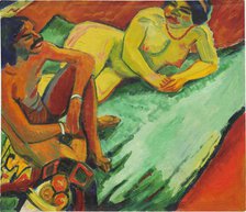Indian and female nude, 1910. Creator: Pechstein, Hermann Max (1881-1955)