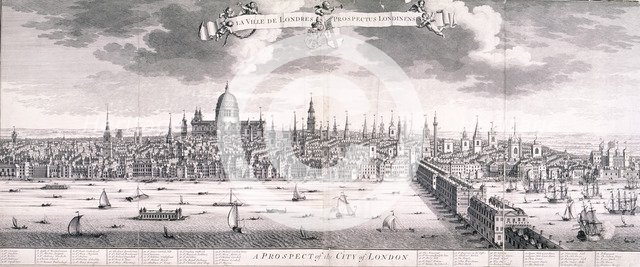 Panoramic view of London, 1710. Artist: Benjamin Smith