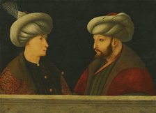 Portrait of Sultan Mehmed II with a young dignitary. Artist: Bellini, Gentile, (Follower of)  