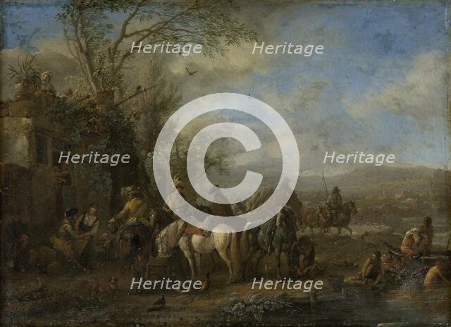 Armed Riders in Front of an Inn, c1660. Creator: Philip Wouverman.