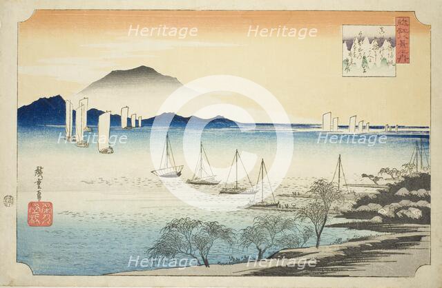 Returning Sails at Yabase (Yabase no kihan), from the series "Eight Views of Omi...", c. 1834. Creator: Ando Hiroshige.