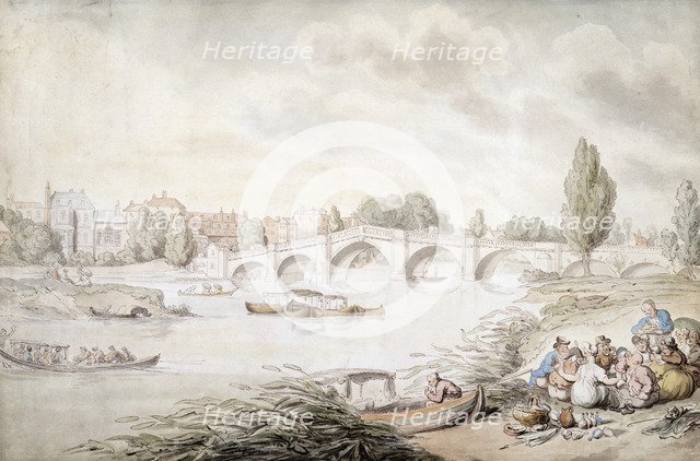 Richmond Bridge, London, (c1780-c1820?). Artist: Thomas Rowlandson