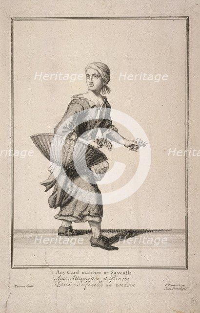 'Any Card matches or Savealls', from Cries of London, (c1688?). Artist: Anon