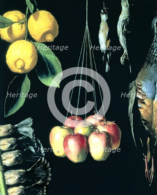 Game, fruits and vegetables, 1602, detail. Work by Juan Sánchez Cotán.