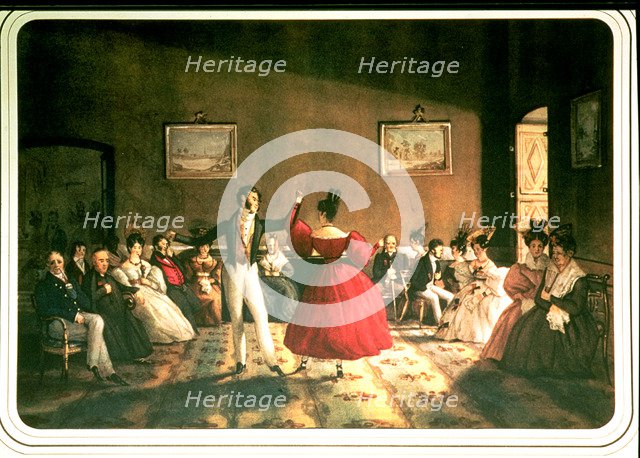 Dancing in a Buenos Aires ballroom, watercolor 1831.